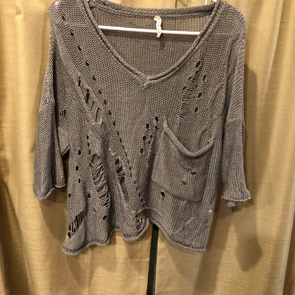 Willow + Clay Grey Half Sleeve Sweater
